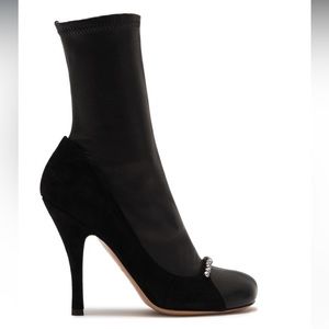 NWT  Valentino Garavani Rhinestone Strap Heeled Leather Booties size 40